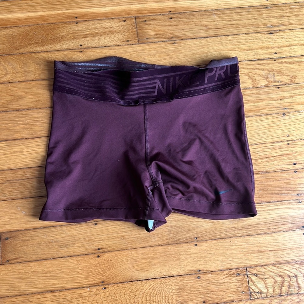 Maroon Nike pro spandex shorts
